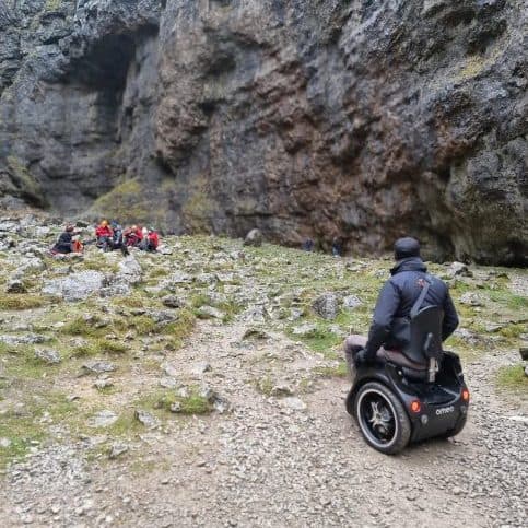 Omeo navigating a rocky outdoor terrain